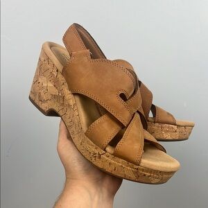 Clarks Giselle slingback cork wedge sandal women’s size 9